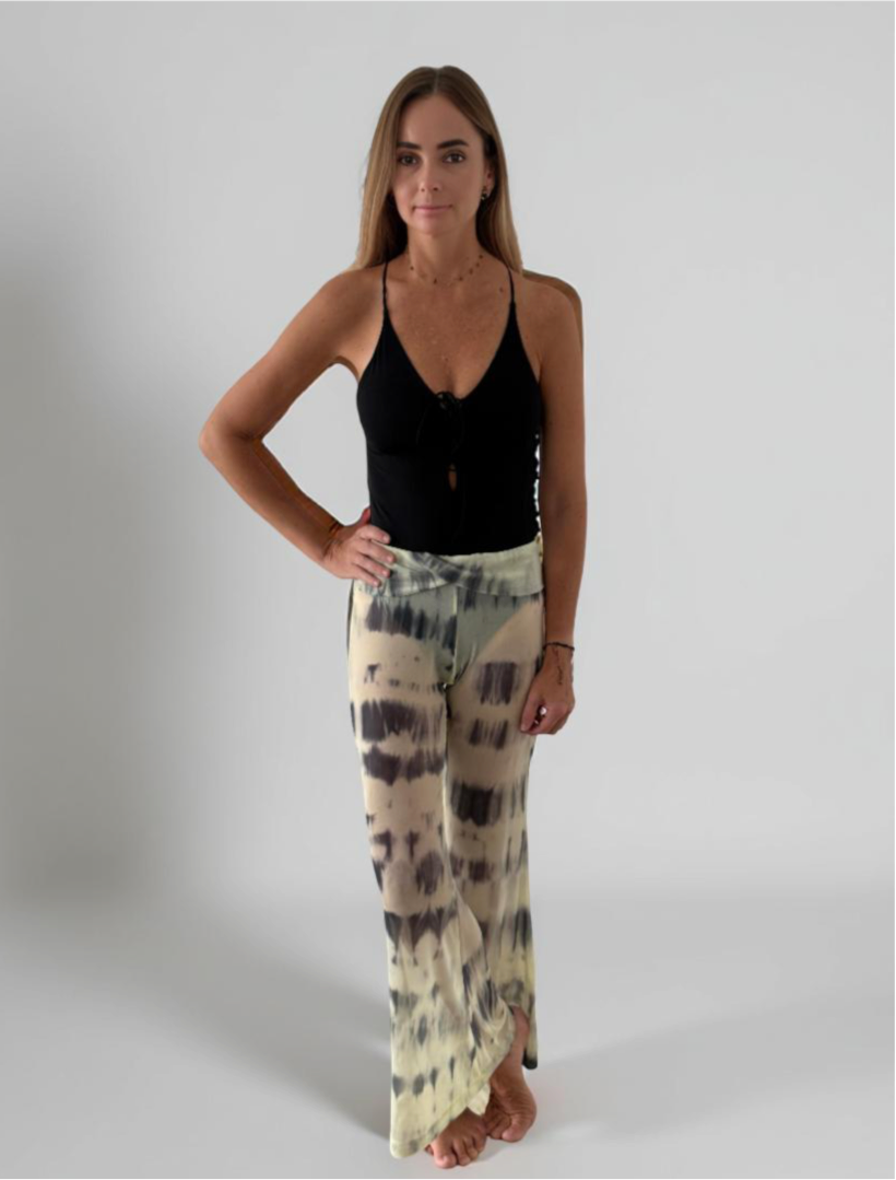 YELLOW PRINTED TULLE PANTS