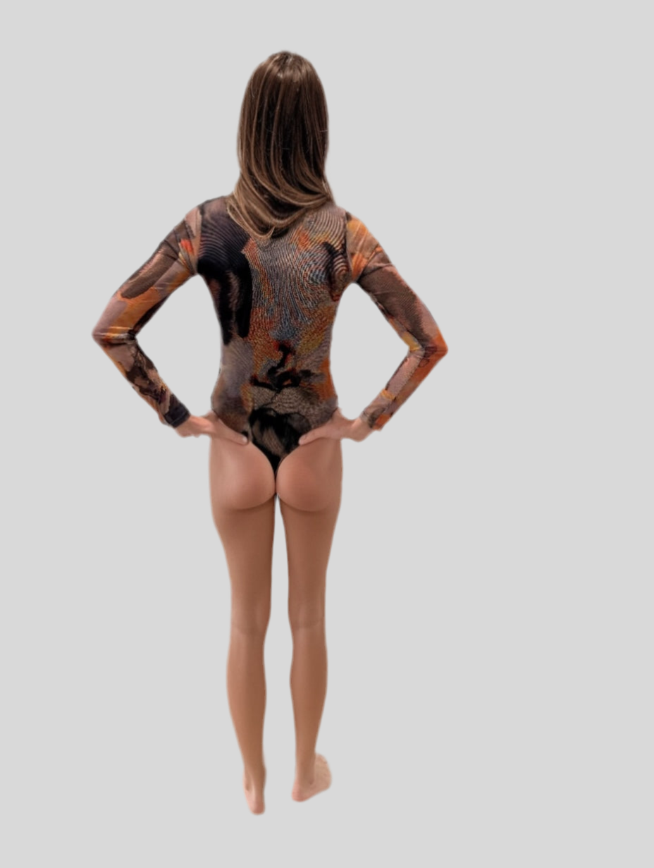 PRINTED MESH BODYSUIT NOA