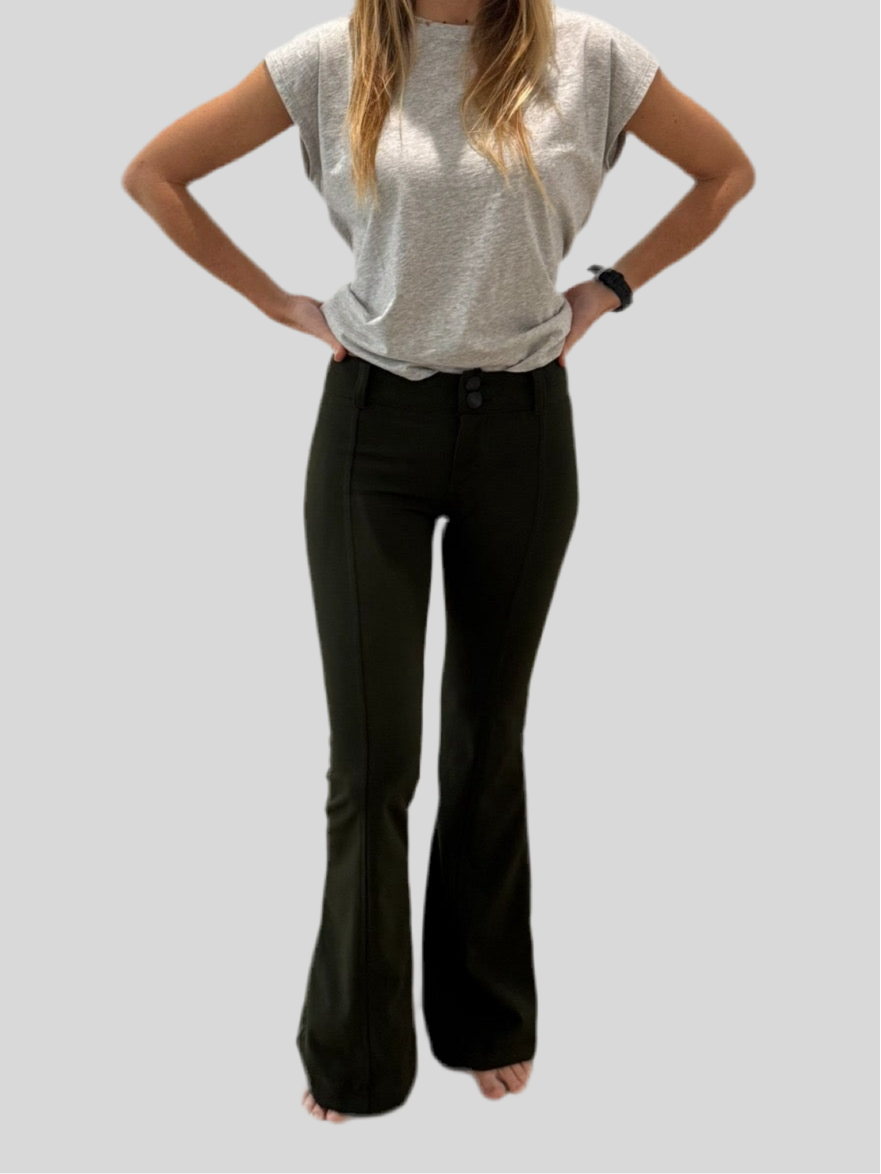 MILITARY GREEN FLARE PANTS