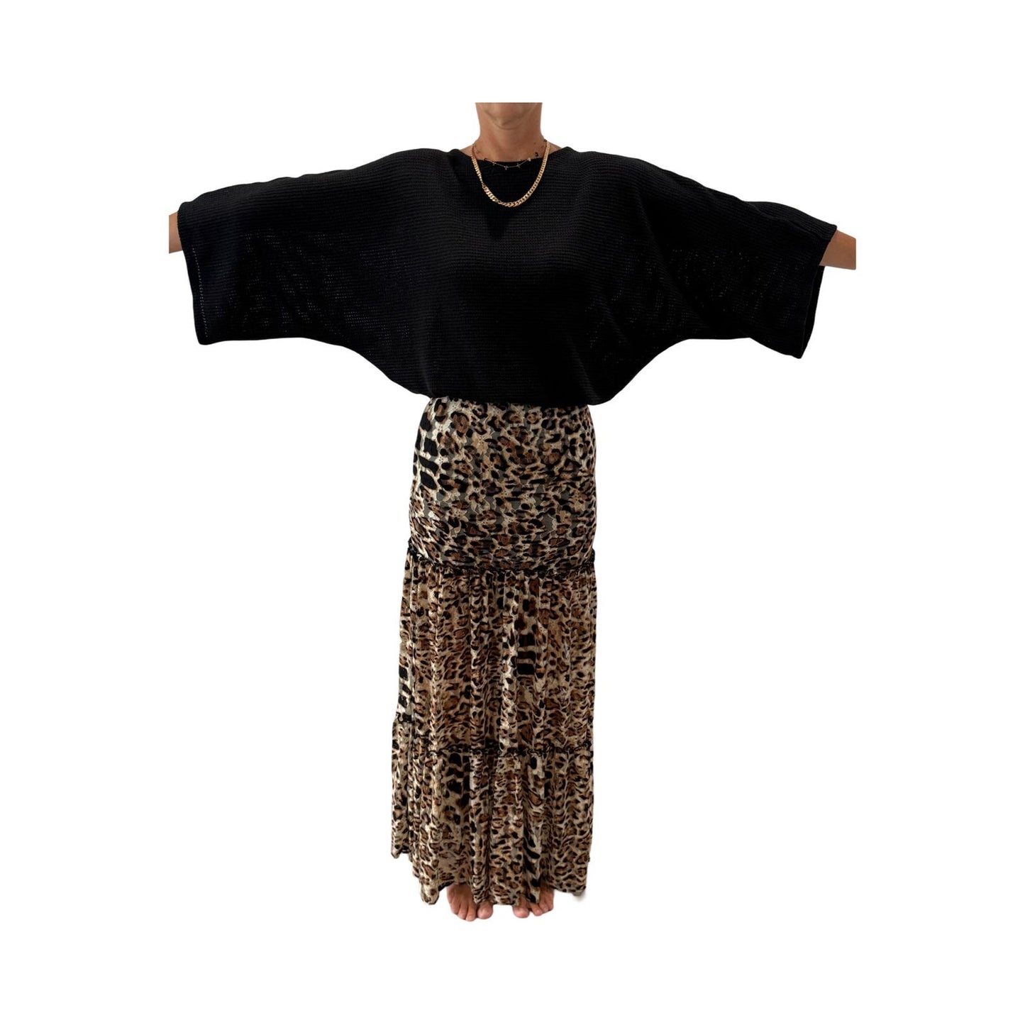 BLACK KIMONO SLEEVE SWEATER