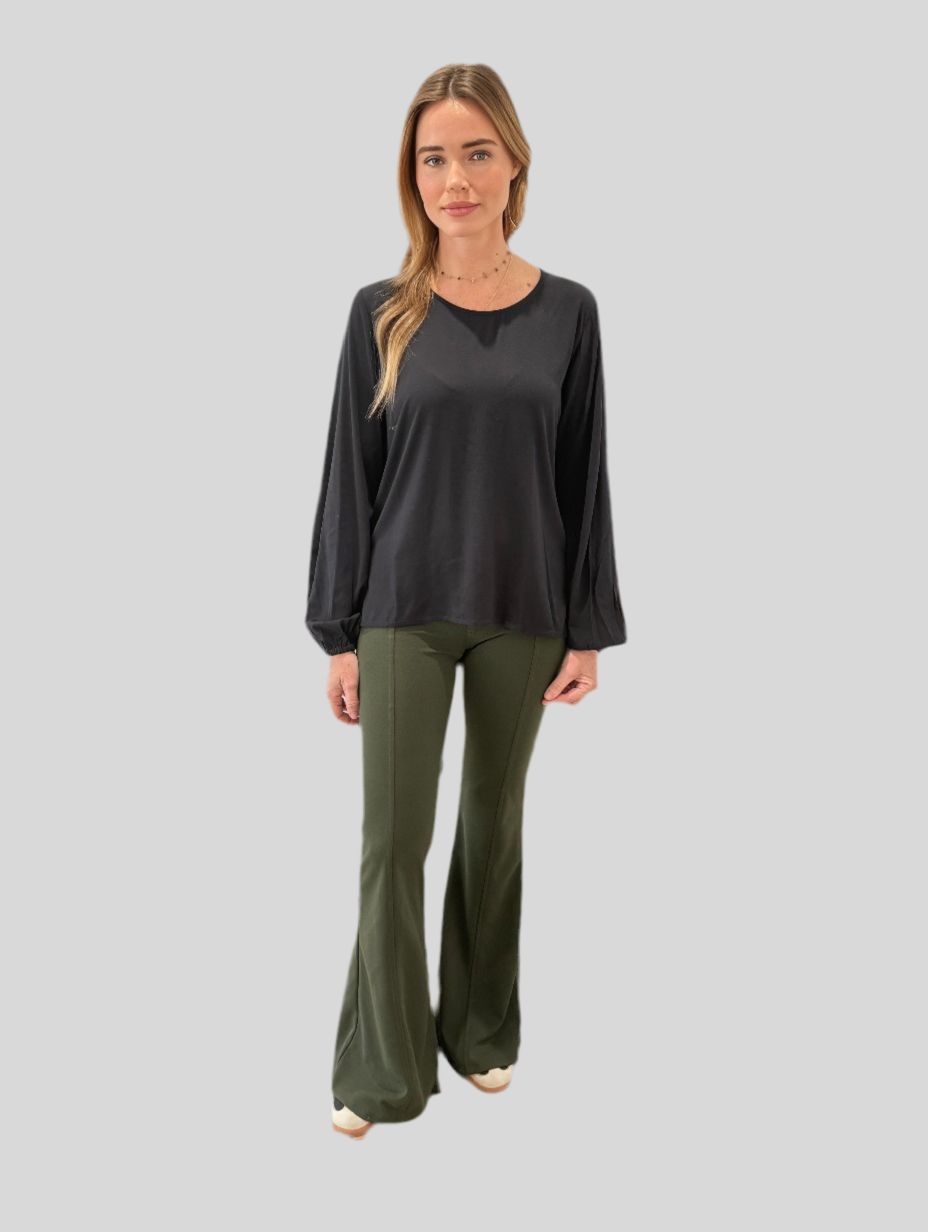 MILITARY GREEN FLARE PANTS
