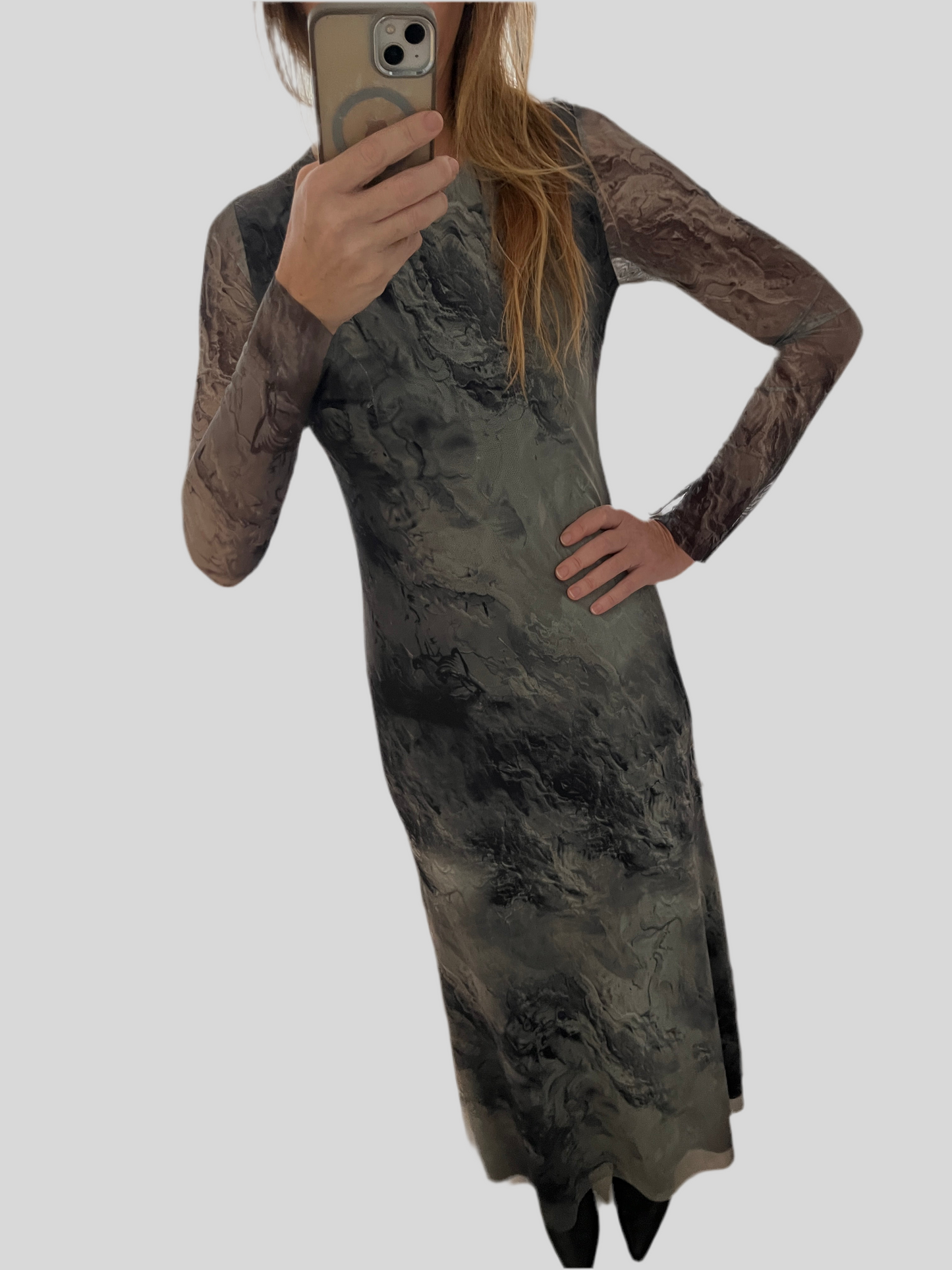 AIDA PRINTED MESH DRESS