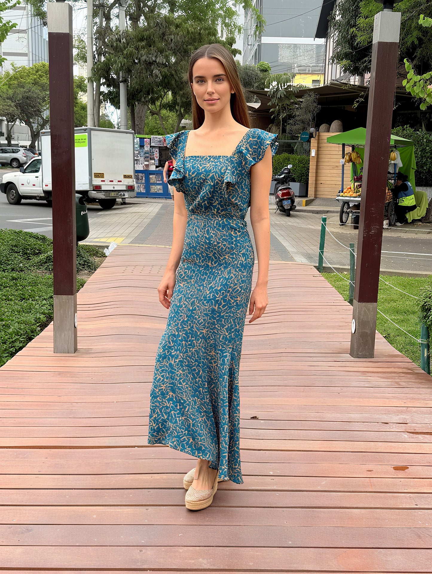 LINA PRINTED SILK DRESS