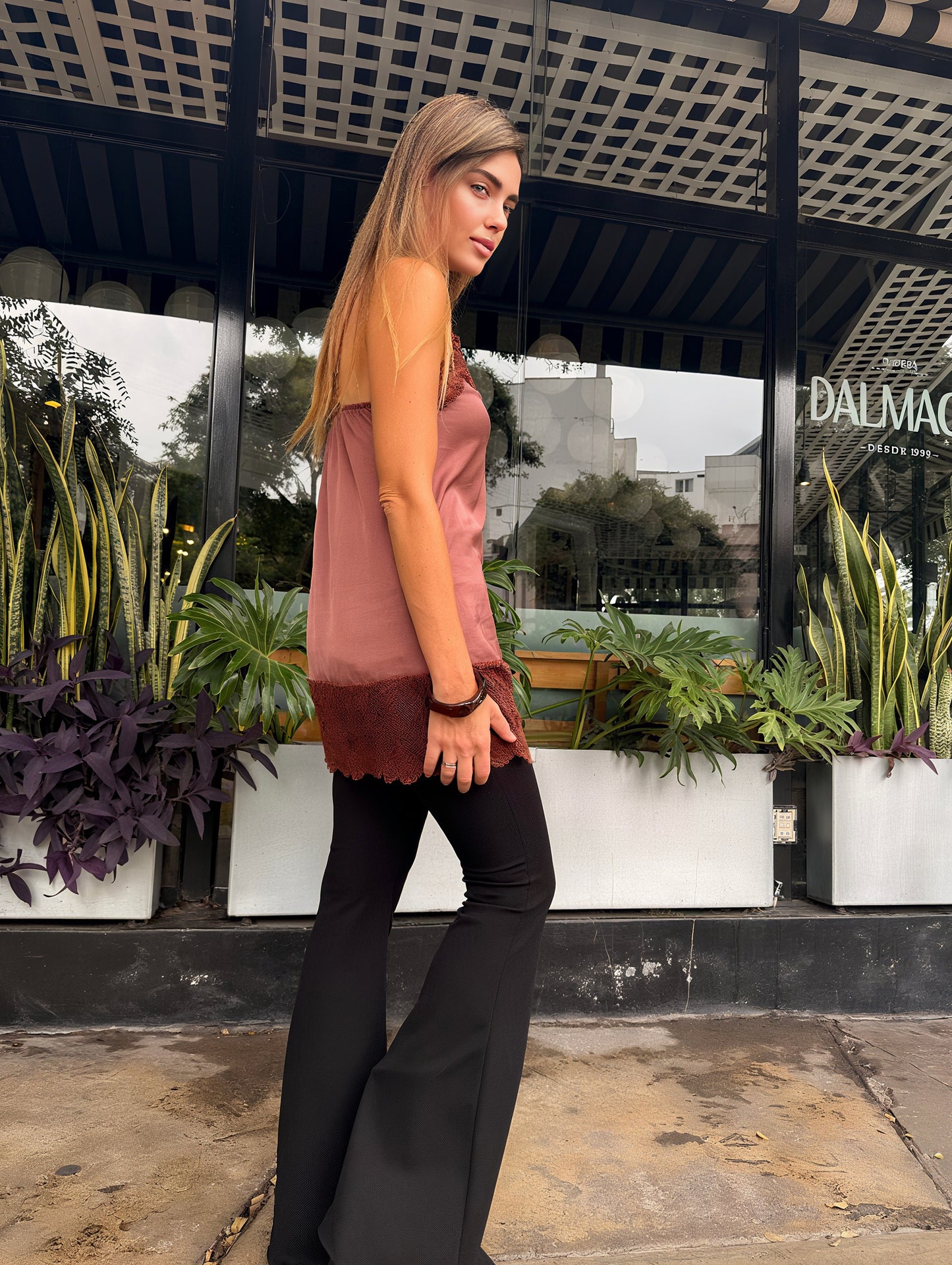 AMELIE LACE CAMI - ROSEWOOD
