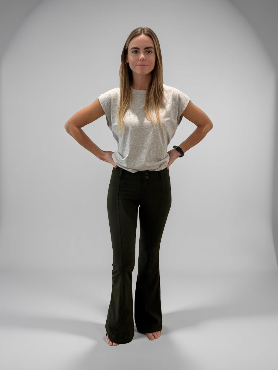 MILITARY GREEN FLARE PANTS
