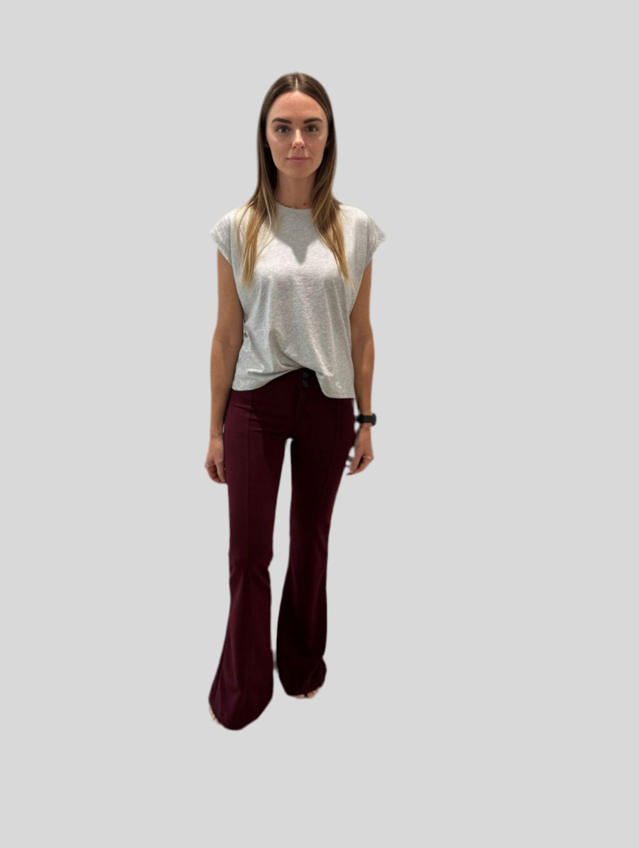 BURGUNDY FLARE PANTS