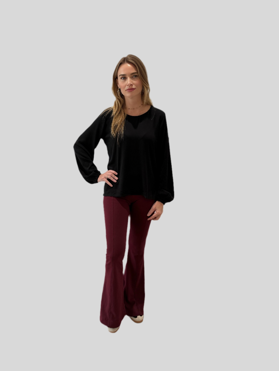 BURGUNDY FLARE PANTS