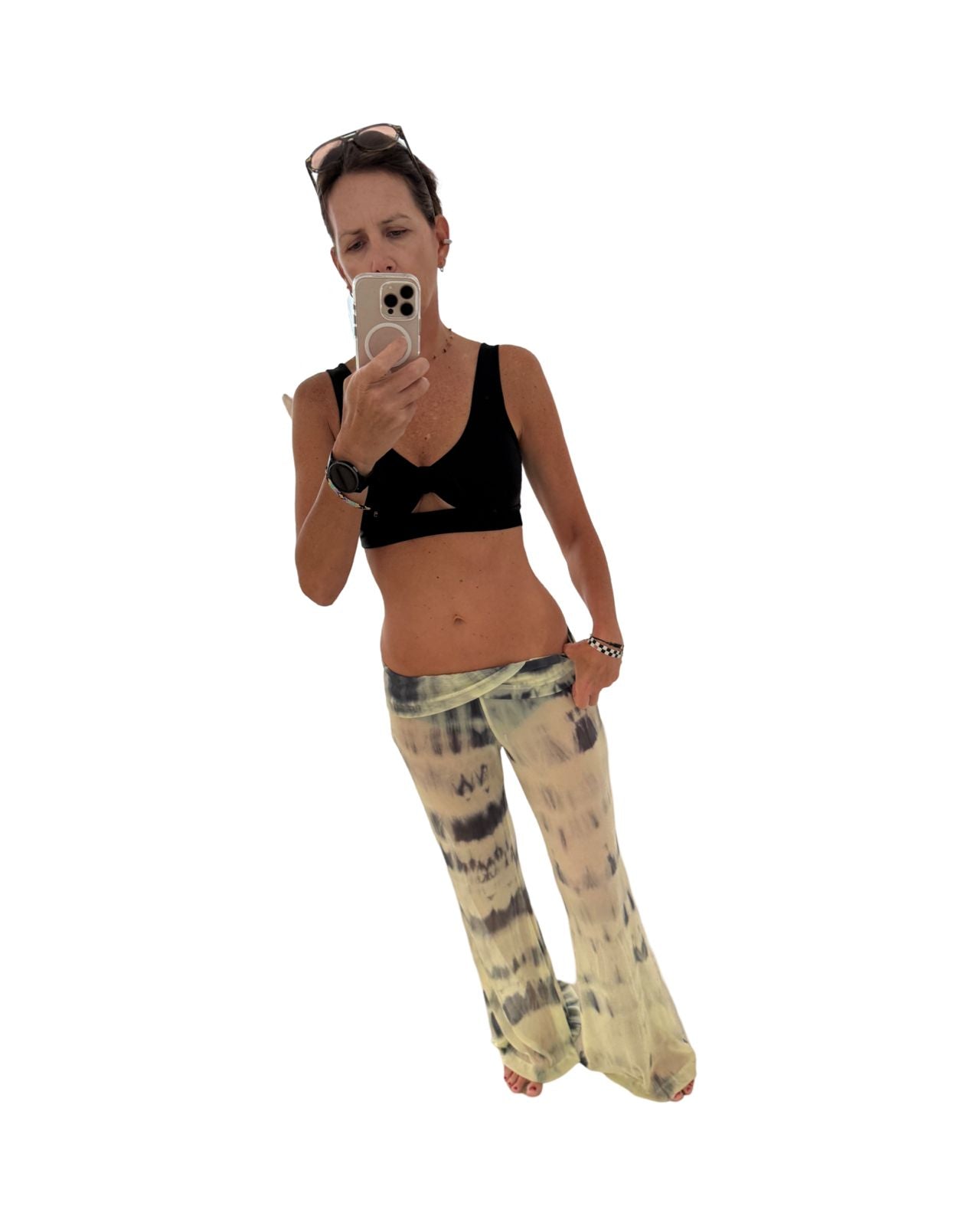 YELLOW PRINTED TULLE PANTS