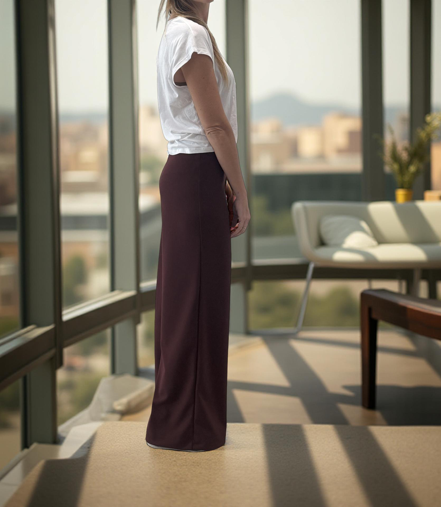 BURGUNDY PALAZZO PANTS