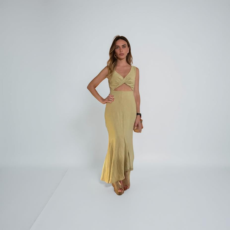 PISTACHIO LINEN DRESS