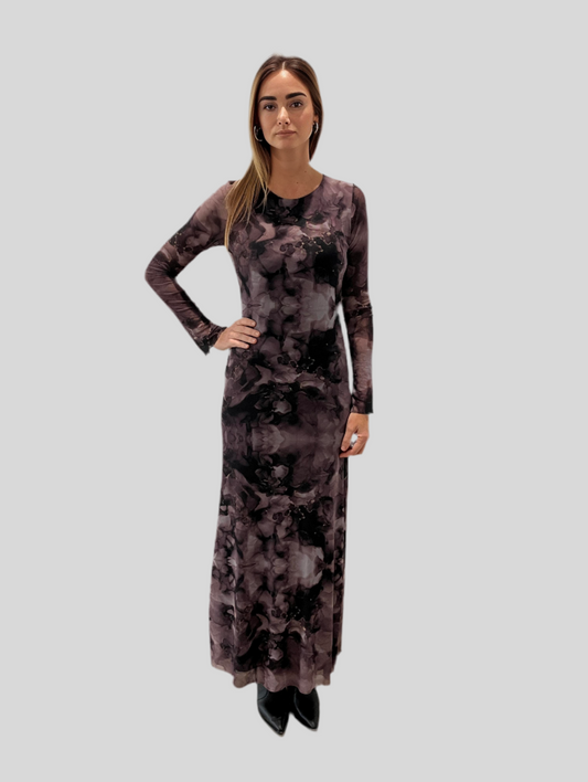 ARIANA PRINTED MESH DRESS