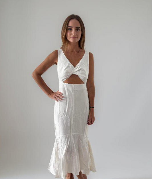 WHITE LINEN DRESS