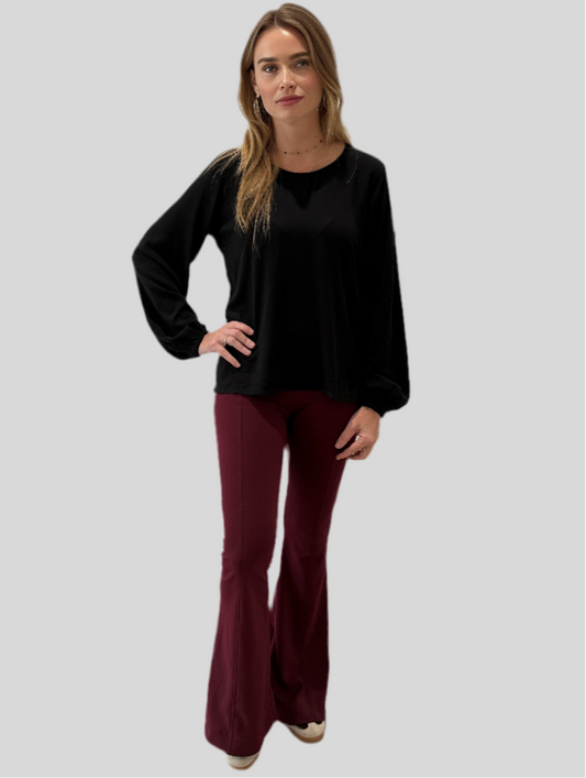 BURGUNDY FLARE PANTS