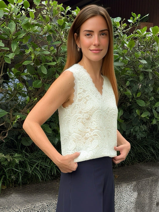 AMALFI LACE TOP - IVORY