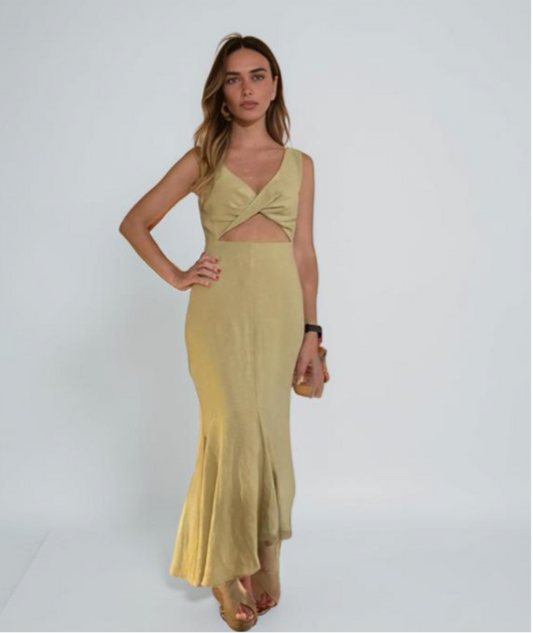 PISTACHIO LINEN DRESS