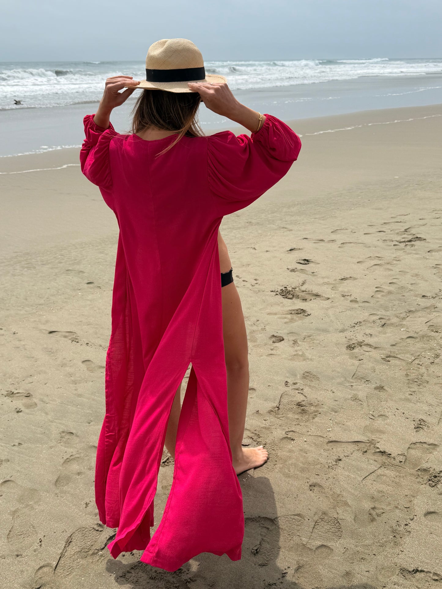 BEACH COVER-UP FUCSIA