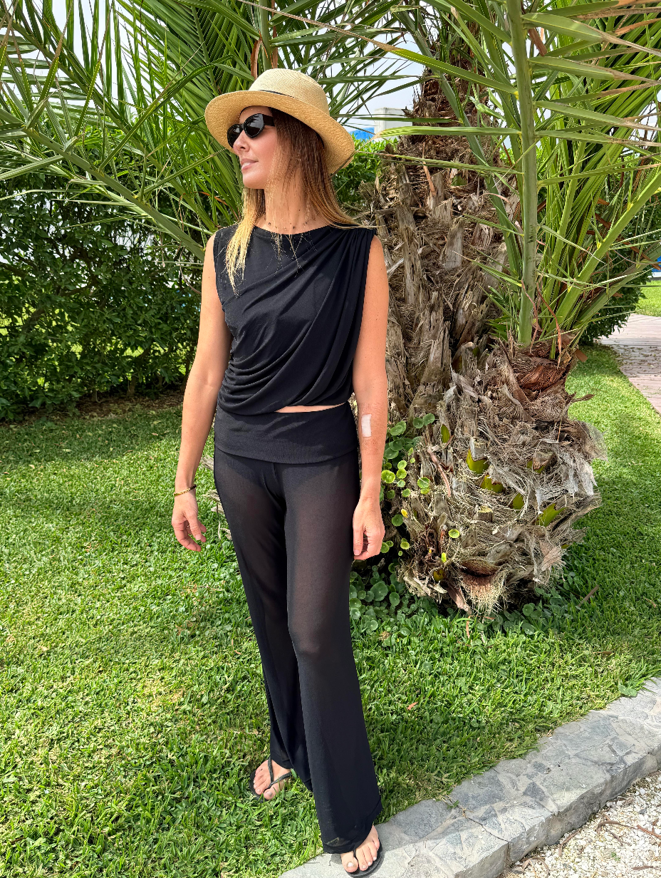 BLACK COVER UP MESH PANT