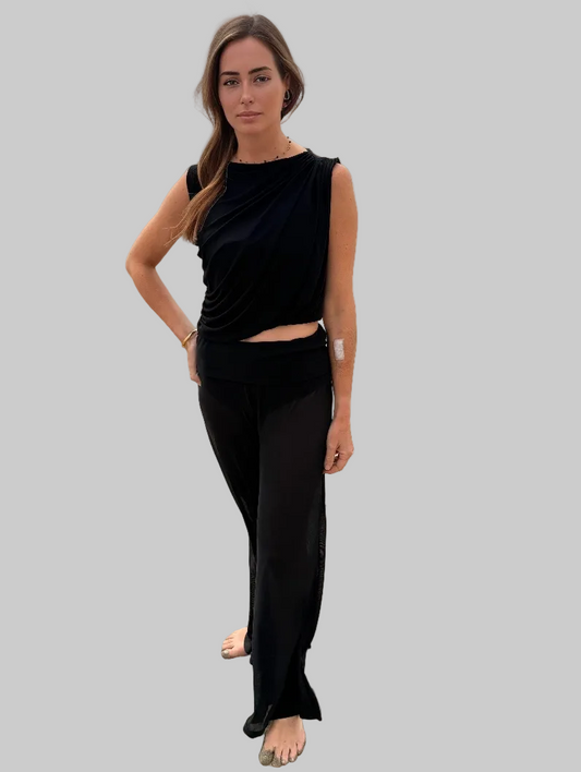 BLACK COVER UP MESH PANT