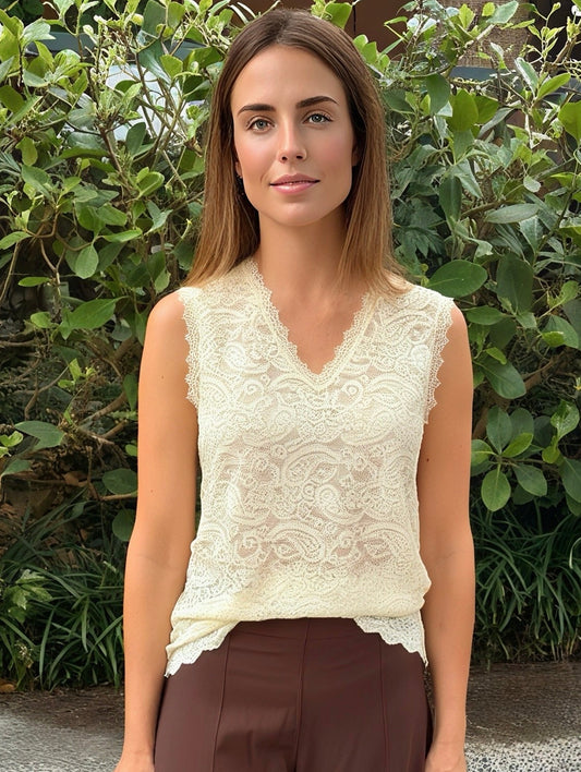 AMALFI LACE TOP - BUTTER YELLOW