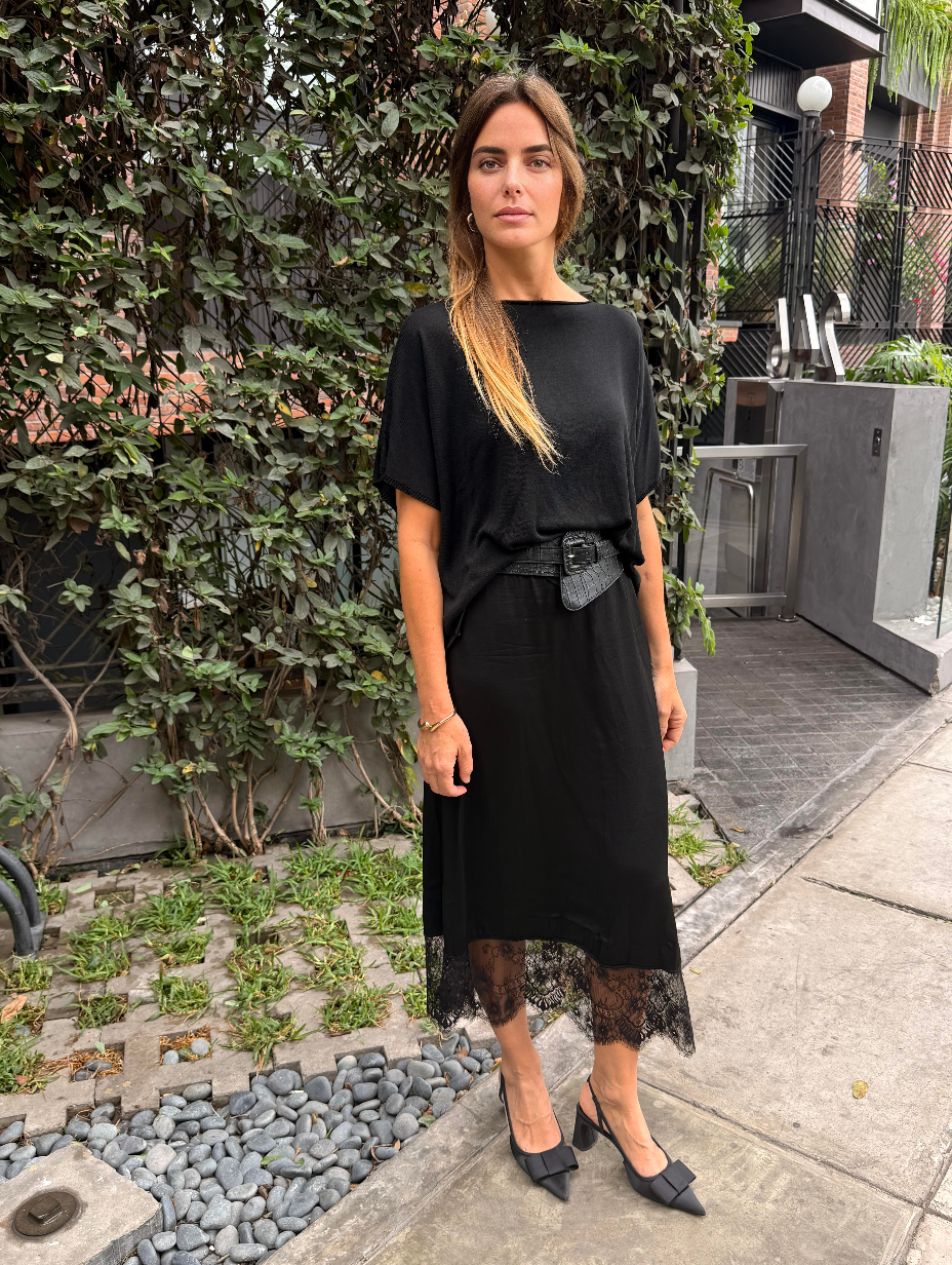 VALENTINA LACE SKIRT - BLACK NOIR