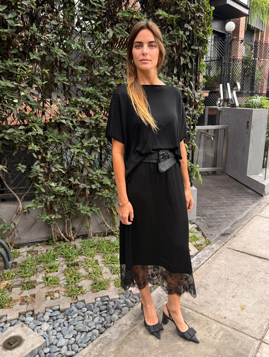 VALENTINA LACE SKIRT - BLACK NOIR