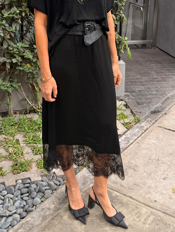 VALENTINA LACE SKIRT - BLACK NOIR