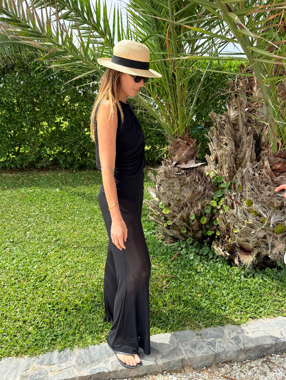 BLACK COVER UP MESH PANT