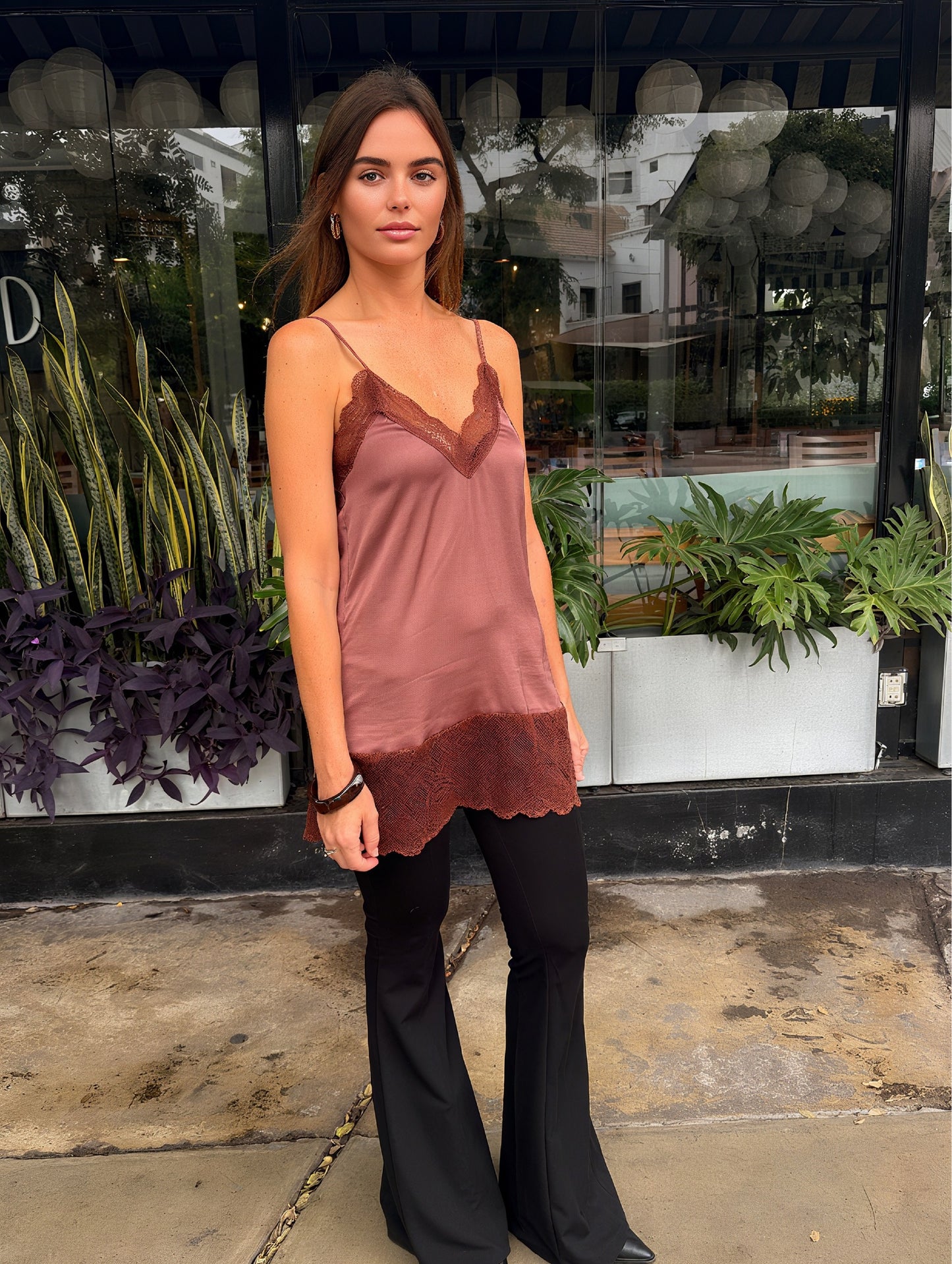 AMELIE LACE CAMI - ROSEWOOD