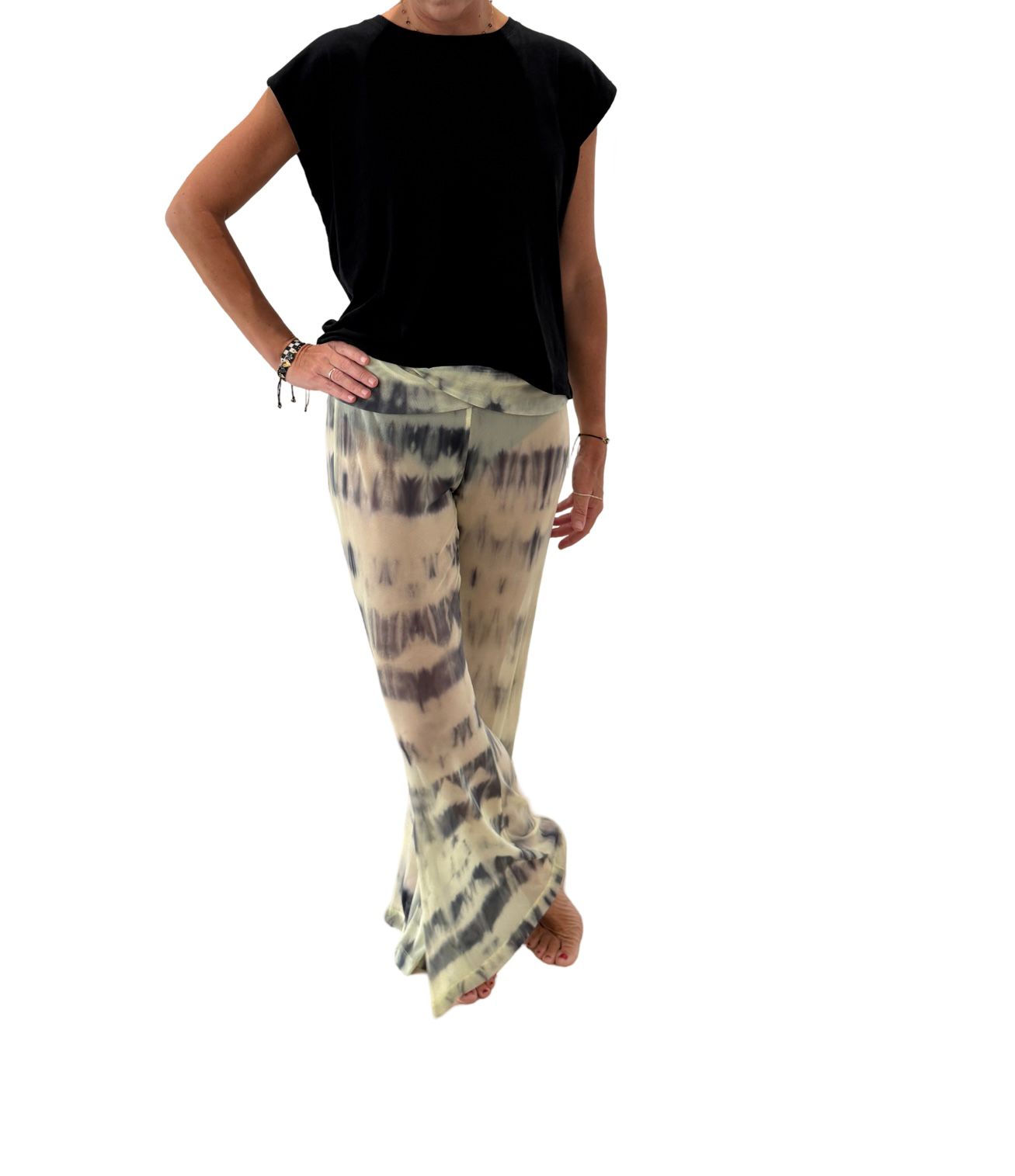YELLOW PRINTED TULLE PANTS