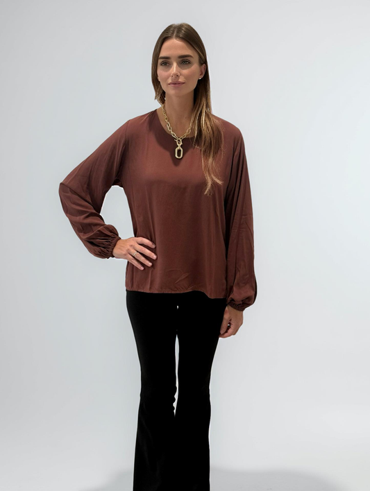 BASIC CHALICE BLOUSE BROWN