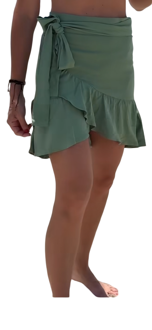 GREEN WRAP SKIRT