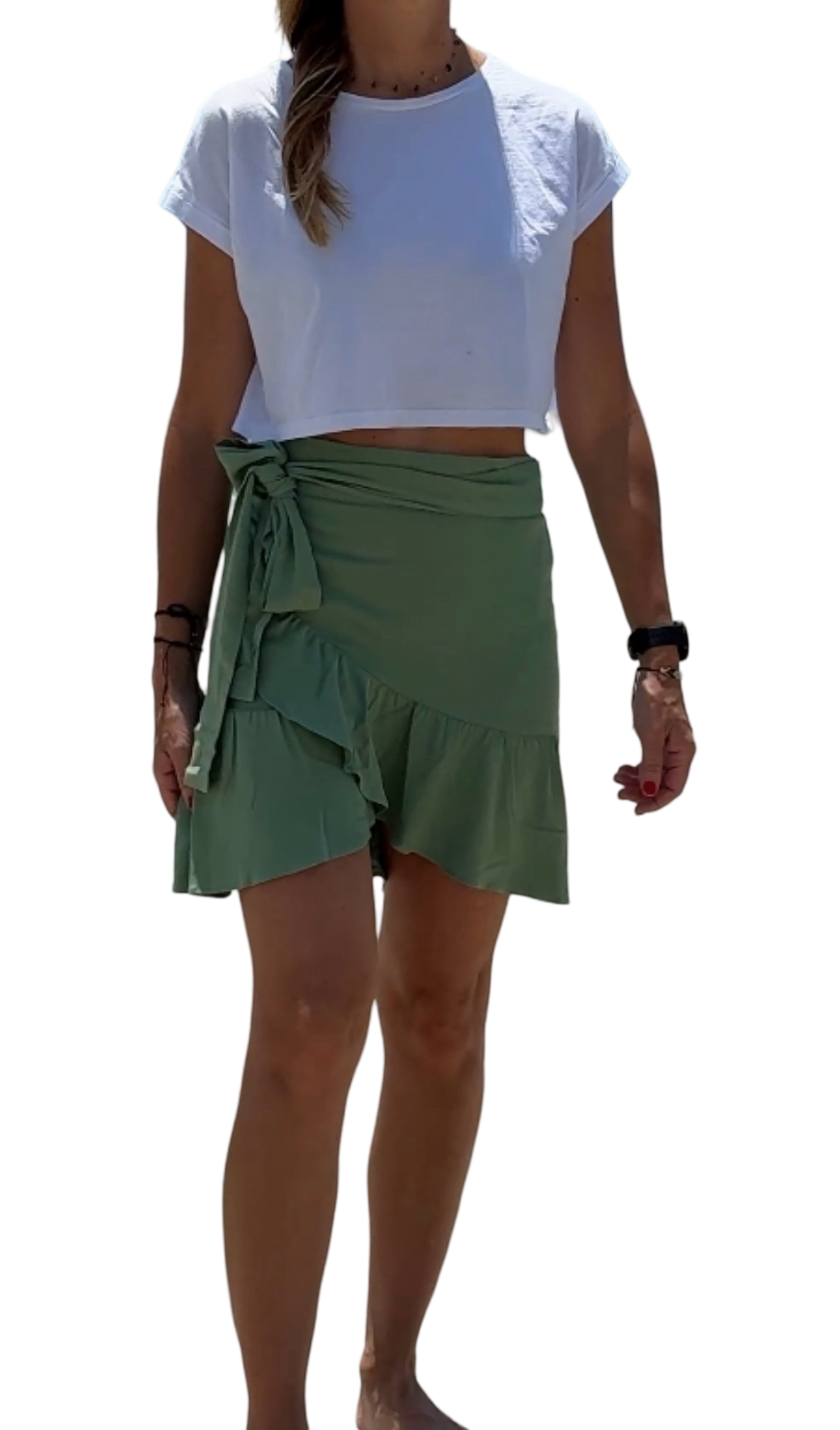 GREEN WRAP SKIRT