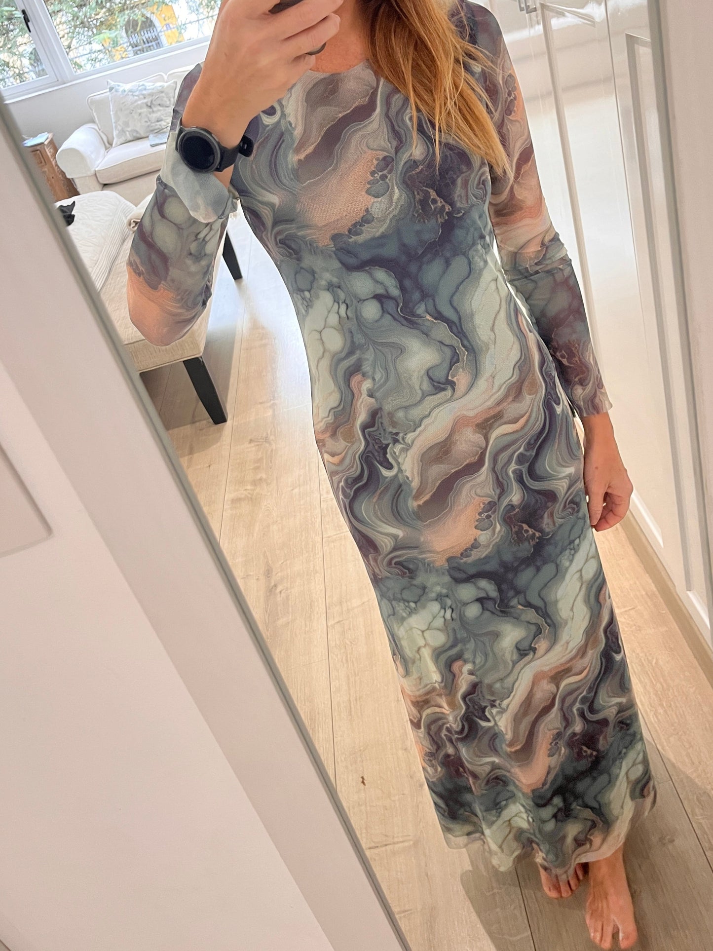 ALANA PRINTED MESH DRESS