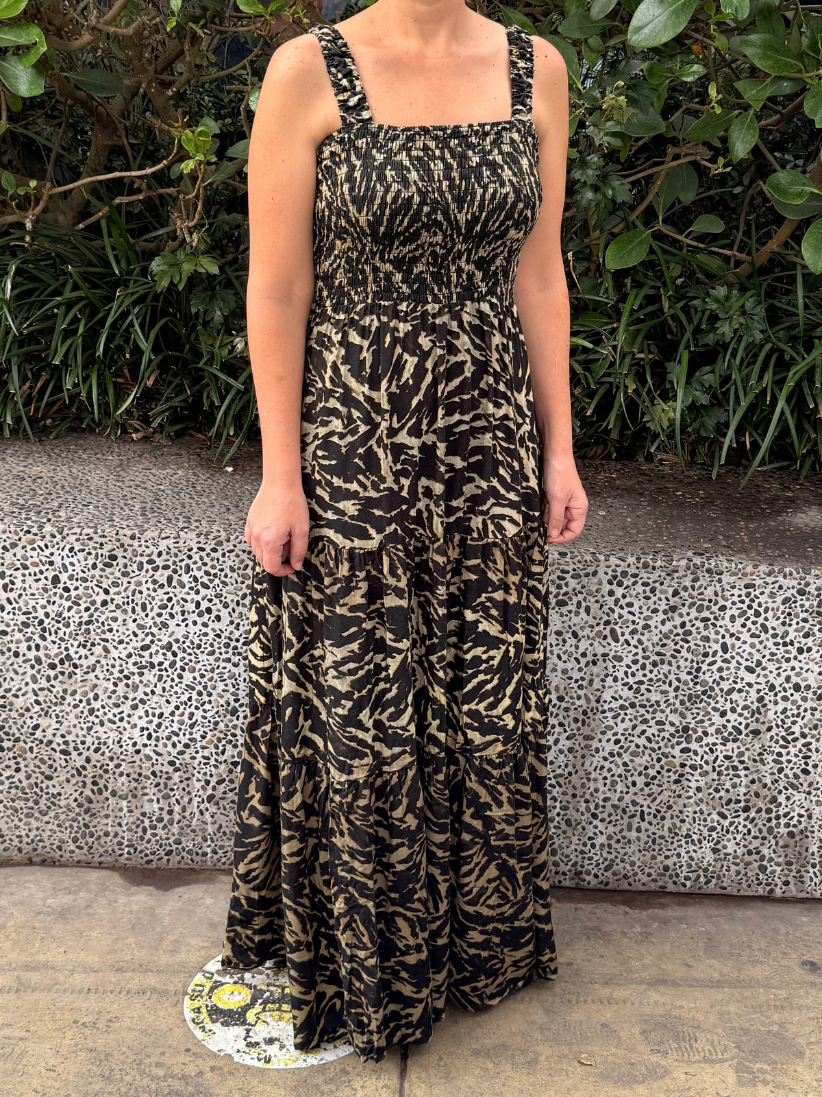 ELARA DRESS - Sand Zebra
