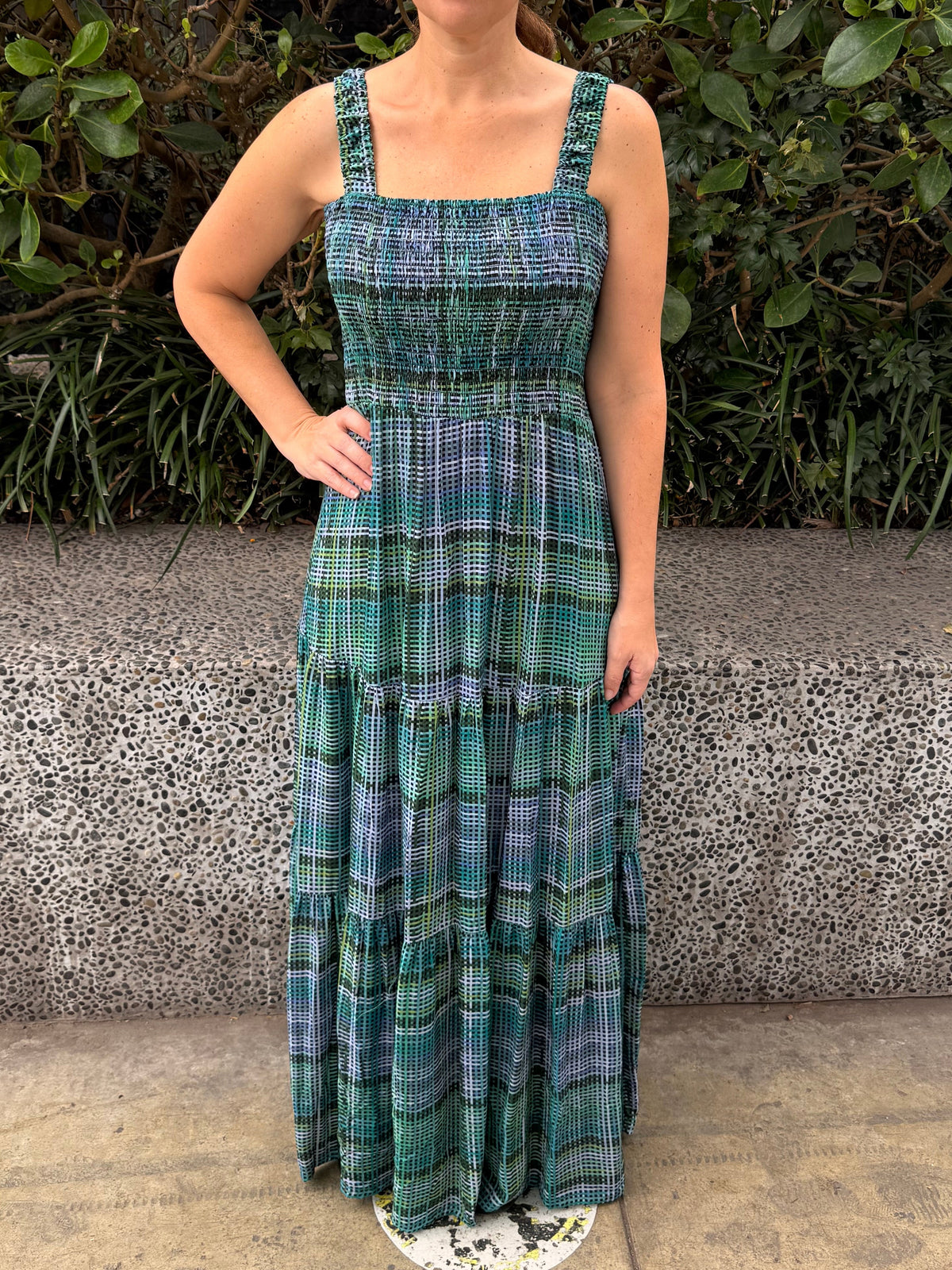 ELARA DRESS - Emerald Check
