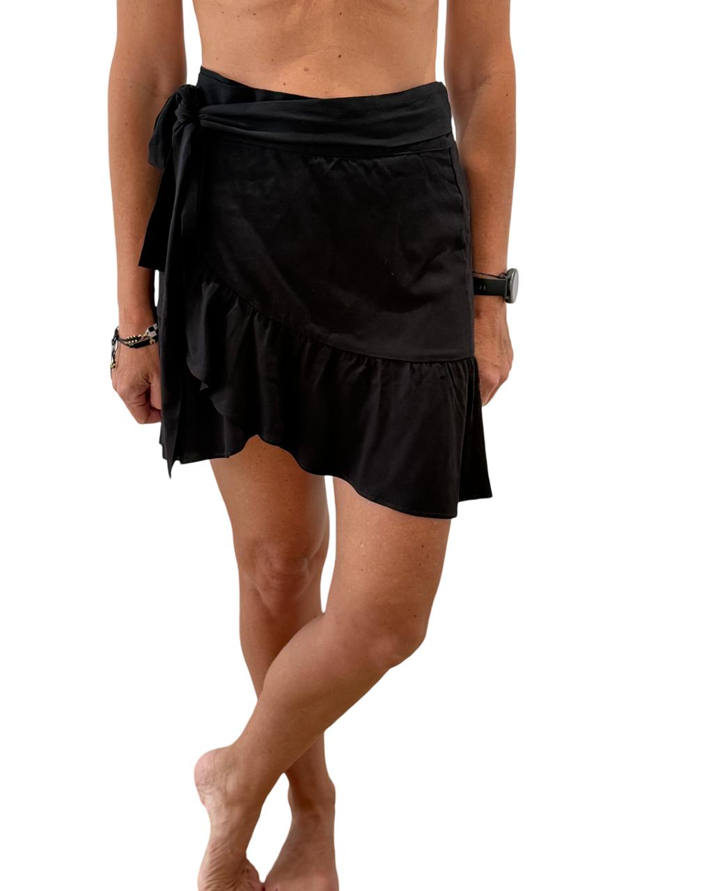 BLACK WRAP SKIRT