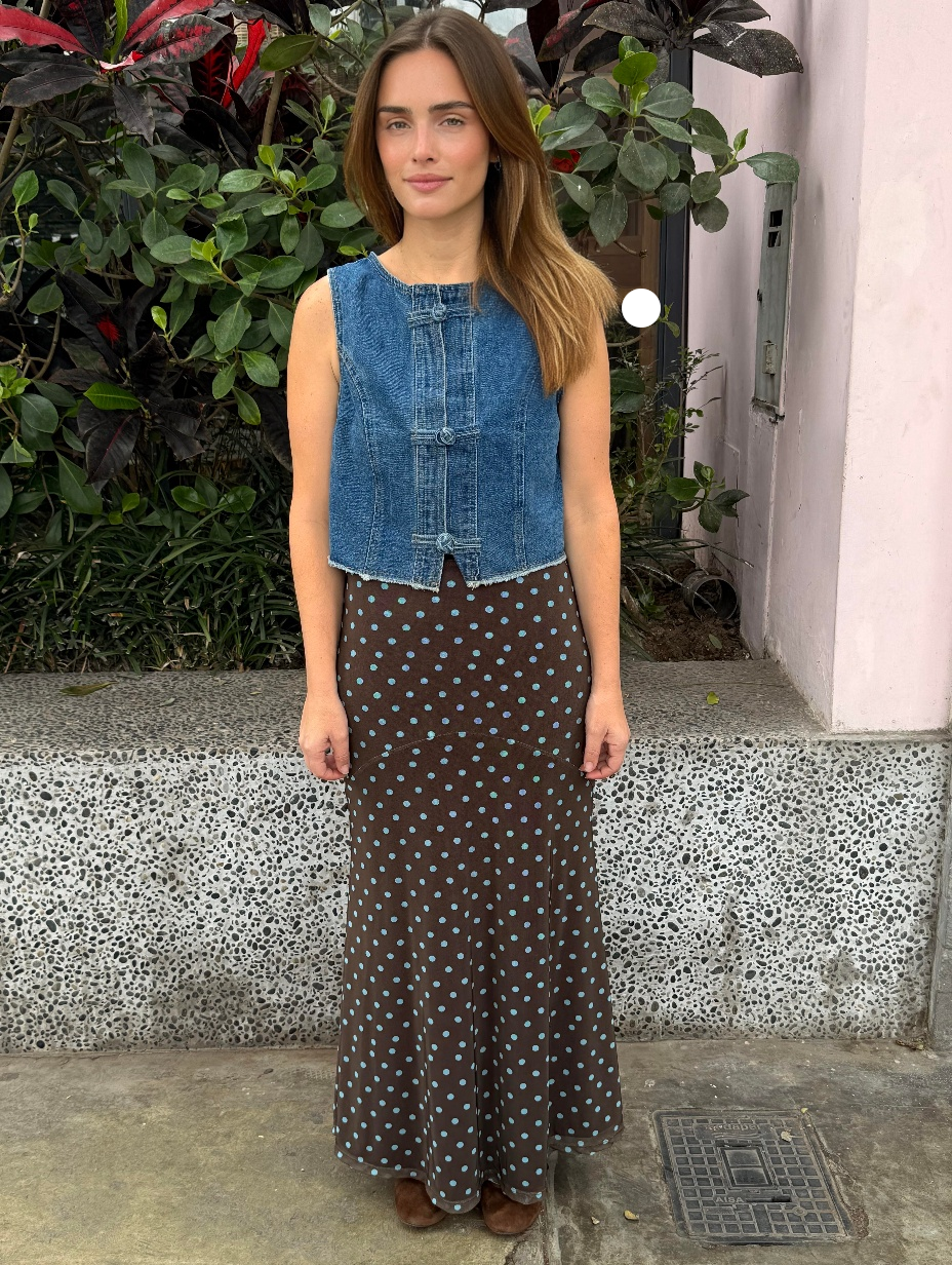 RAVENNA DENIM VEST – MID BLUE